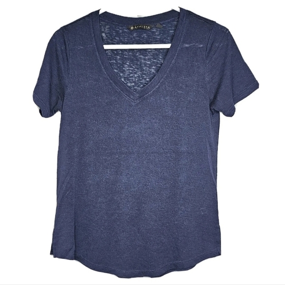 Athleta Tops - ATHLETA Women's XS Navy Blue V-Neck Lightweight Breathable Shortsleeve T-shirt